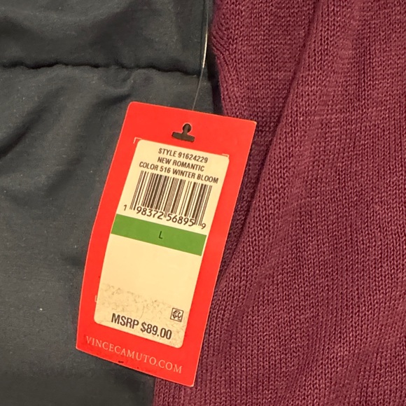 Vince Camuto Knit Short Sleeve Sweater Top Winter Bloom Size L NWT - Picture 5 of 7